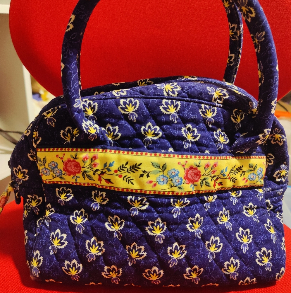 Vera Bradley Retired Pattern Blue Top Handle Pocket Book Bag